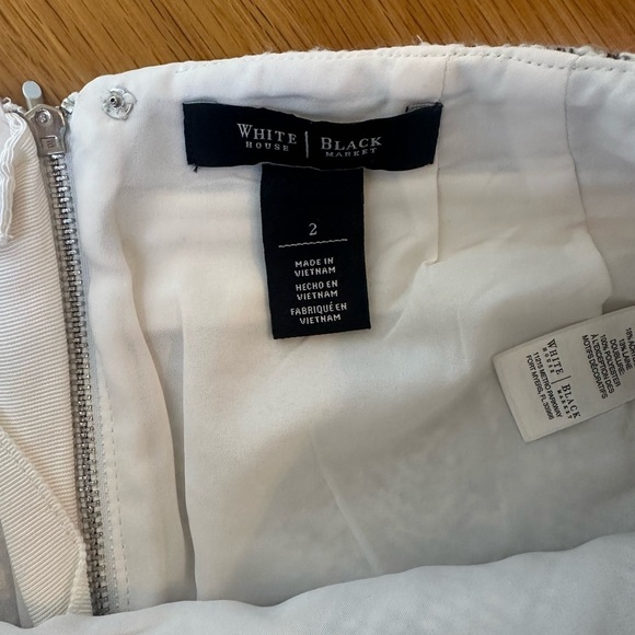 White House Black Market Skirt Size 2 Tweed Black White Woven Mini Skirt Work - Picture 4 of 7